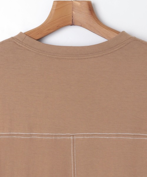 andme(アンドミー)の「配色ステッチオーバーサイズ長袖Tシャツワンピース(ワンピース・レディース・チャコールグレー/ブラック/グリーン/グレイッシュベージュ/パープル/ネイビー/ブラウン/カーキ/ブルー・M/L)」の15枚目の写真