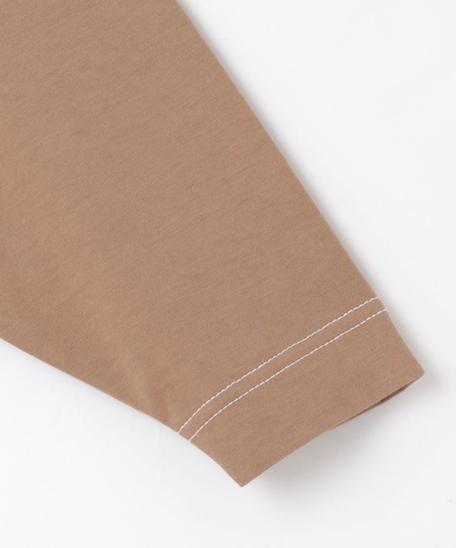 andme(アンドミー)の「配色ステッチオーバーサイズ長袖Tシャツワンピース(ワンピース・レディース・チャコールグレー/ブラック/グリーン/グレイッシュベージュ/パープル/ネイビー/ブラウン/カーキ/ブルー・M/L)」の11枚目の写真