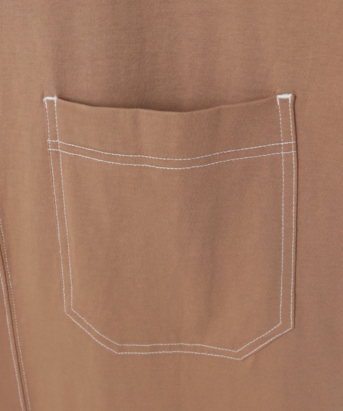 andme(アンドミー)の「配色ステッチオーバーサイズ長袖Tシャツワンピース(ワンピース・レディース・チャコールグレー/ブラック/グリーン/グレイッシュベージュ/パープル/ネイビー/ブラウン/カーキ/ブルー・M/L)」の22枚目の写真