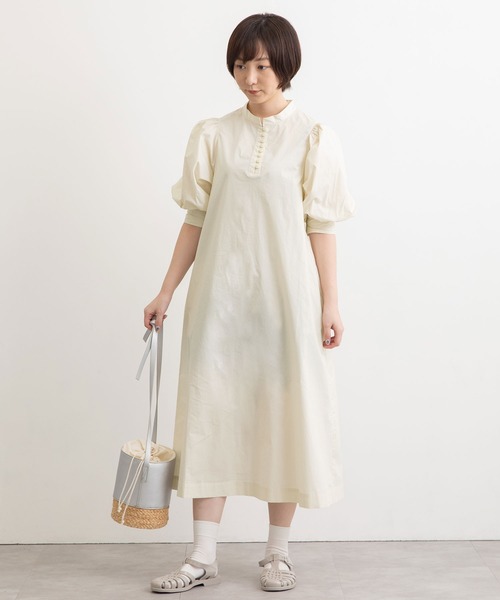 POU DOU DOU(プードゥドゥ)の「高密ローンボリューム袖ワンピース(ワンピース・レディース・ライトグレー/ブラック/アイボリー・3)」の12枚目の写真