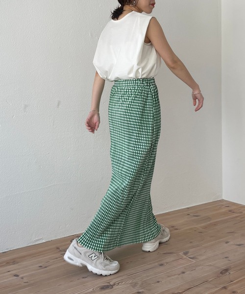 wee9s（ウィークス）の「gingham check pleats skirt / セルフカット可能なギンガムチェックプリーツスカート（スカート・レディース・ブラック/グリーン/ブラウン・FREE）」の12枚目の写真