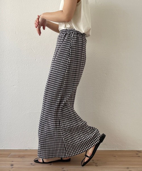 wee9s（ウィークス）の「gingham check pleats skirt / セルフカット可能なギンガムチェックプリーツスカート（スカート・レディース・ブラック/グリーン/ブラウン・FREE）」の14枚目の写真