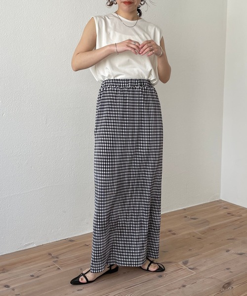 wee9s（ウィークス）の「gingham check pleats skirt / セルフカット可能なギンガムチェックプリーツスカート（スカート・レディース・ブラック/グリーン/ブラウン・FREE）」の19枚目の写真