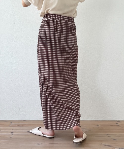 wee9s（ウィークス）の「gingham check pleats skirt / セルフカット可能なギンガムチェックプリーツスカート（スカート・レディース・ブラック/グリーン/ブラウン・FREE）」の7枚目の写真