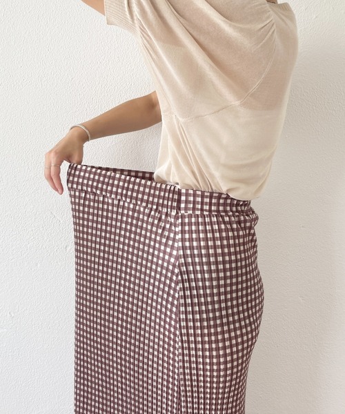 wee9s（ウィークス）の「gingham check pleats skirt / セルフカット可能なギンガムチェックプリーツスカート（スカート・レディース・ブラック/グリーン/ブラウン・FREE）」の9枚目の写真