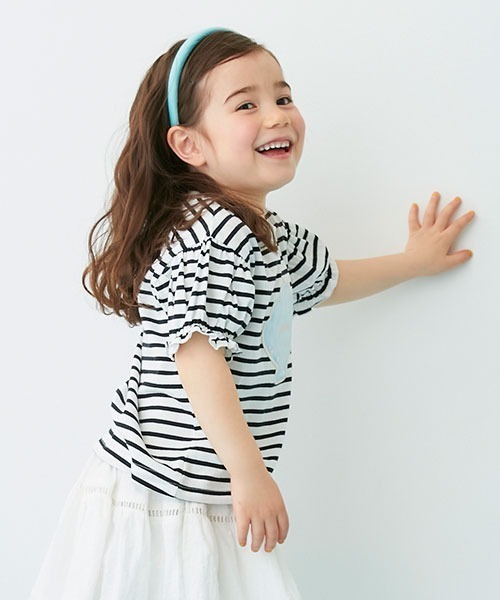 petit main(プティマイン)の「【リンク】【吸水速乾】シェルモチーフパフTシャツ(Tシャツ/カットソー・キッズ・ブラック/オフホワイト/ピンク・80cm/90cm/110cm/100cm/120cm/130cm)」の6枚目の写真