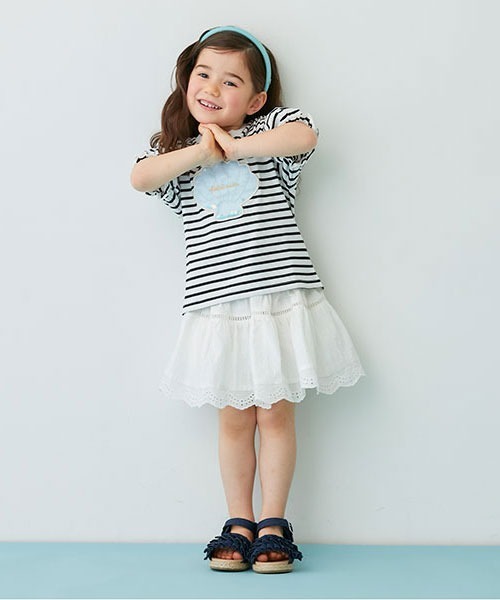 petit main(プティマイン)の「【リンク】【吸水速乾】シェルモチーフパフTシャツ(Tシャツ/カットソー・キッズ・ブラック/オフホワイト/ピンク・80cm/90cm/110cm/100cm/120cm/130cm)」の8枚目の写真