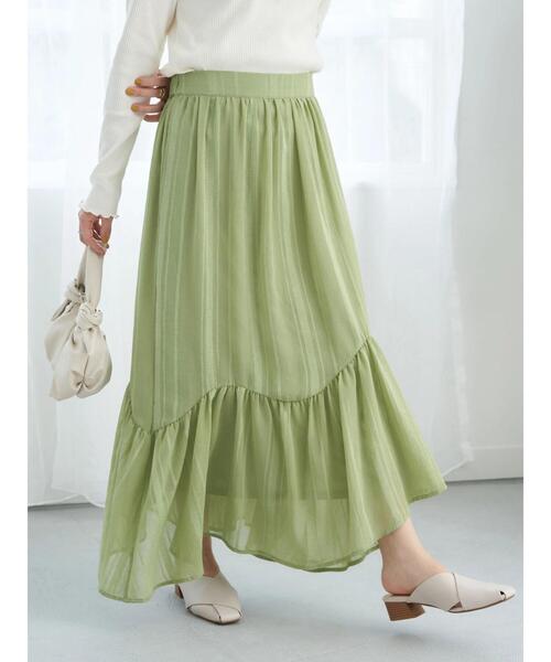 earth music&ecology(アースミュージックアンドエコロジー)の「イレヘム切替スカート(スカート・レディース・ベージュ/グレイッシュベージュ/グリーン系その他3・FREE)」の6枚目の写真