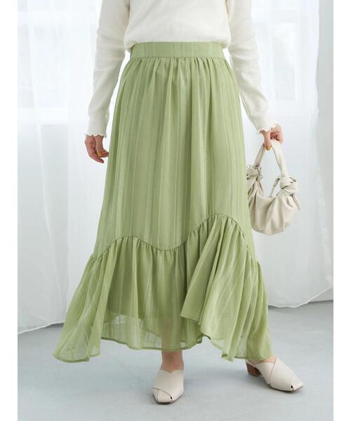 earth music&ecology(アースミュージックアンドエコロジー)の「イレヘム切替スカート(スカート・レディース・ベージュ/グレイッシュベージュ/グリーン系その他3・FREE)」の7枚目の写真