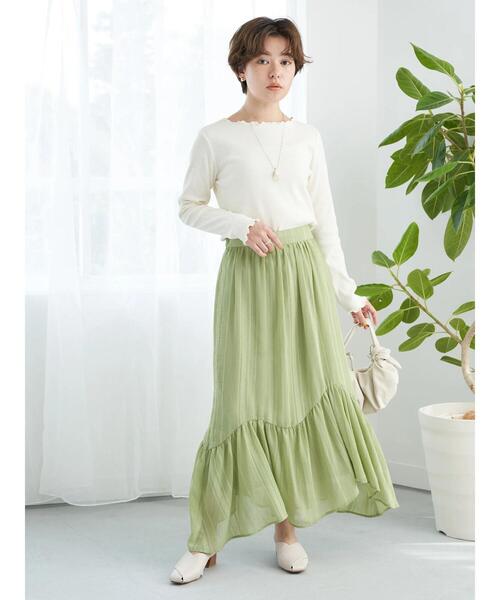 earth music&ecology(アースミュージックアンドエコロジー)の「イレヘム切替スカート(スカート・レディース・ベージュ/グレイッシュベージュ/グリーン系その他3・FREE)」の9枚目の写真