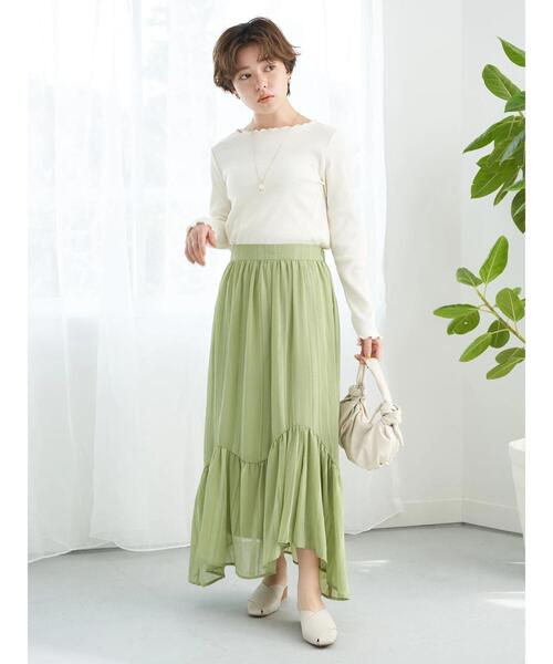 earth music&ecology(アースミュージックアンドエコロジー)の「イレヘム切替スカート(スカート・レディース・ベージュ/グレイッシュベージュ/グリーン系その他3・FREE)」の10枚目の写真