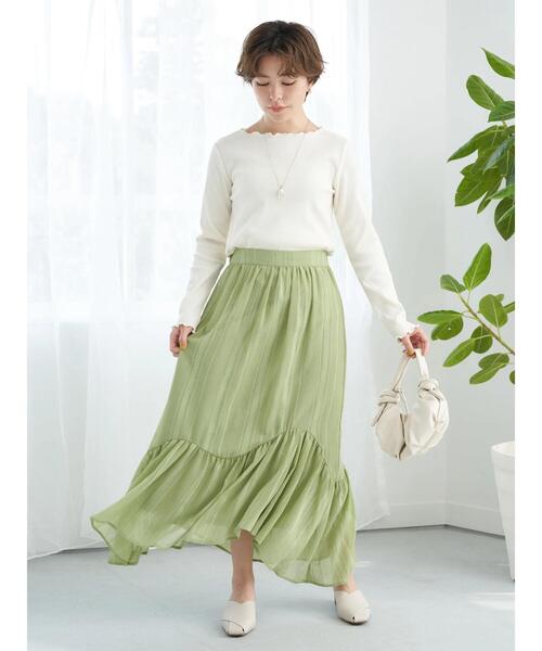 earth music&ecology(アースミュージックアンドエコロジー)の「イレヘム切替スカート(スカート・レディース・ベージュ/グレイッシュベージュ/グリーン系その他3・FREE)」の11枚目の写真