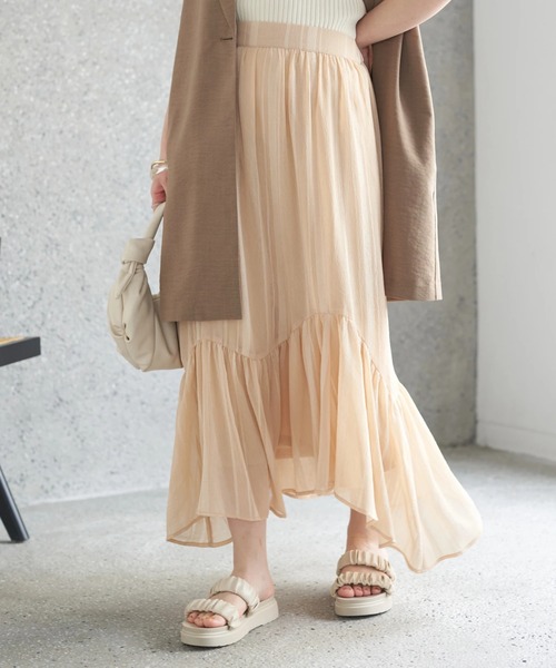 earth music&ecology(アースミュージックアンドエコロジー)の「イレヘム切替スカート(スカート・レディース・ベージュ/グレイッシュベージュ/グリーン系その他3・FREE)」の1枚目の写真