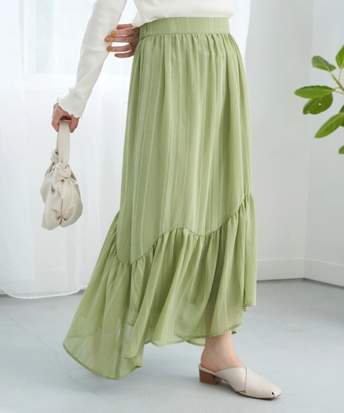 earth music&ecology(アースミュージックアンドエコロジー)の「イレヘム切替スカート(スカート・レディース・ベージュ/グレイッシュベージュ/グリーン系その他3・FREE)」の3枚目の写真