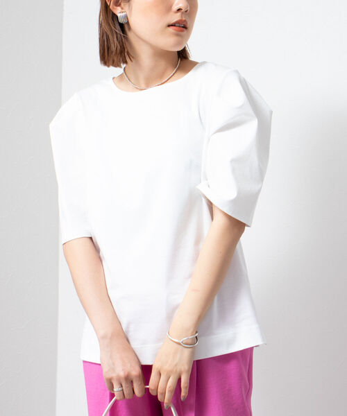 NOLLEY’S(ノーリーズ)の「袖タックプルオーバーカットソー(Tシャツ/カットソー・レディース・ネイビー/ホワイト/ブルー/グリーン・38)」の2枚目の写真