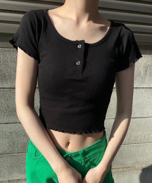 WC(ダブル シー)の「ヘンリークルーネックメロウピチT(Tシャツ/カットソー・レディース・ホワイト/ブラック/ピンク・FREE)」の2枚目の写真