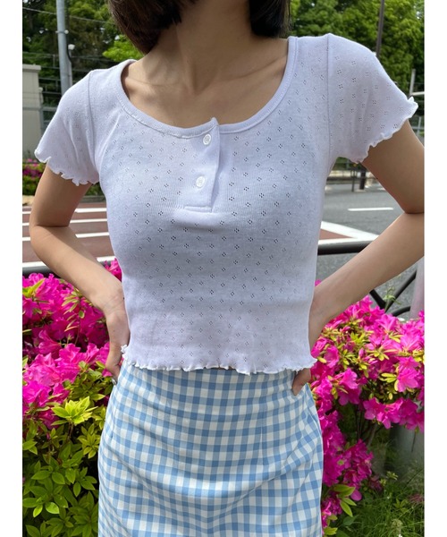 WC(ダブル シー)の「ヘンリークルーネックメロウピチT(Tシャツ/カットソー・レディース・ホワイト/ブラック/ピンク・FREE)」の10枚目の写真