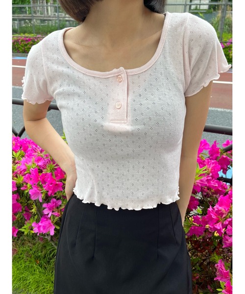 WC(ダブル シー)の「ヘンリークルーネックメロウピチT(Tシャツ/カットソー・レディース・ホワイト/ブラック/ピンク・FREE)」の8枚目の写真