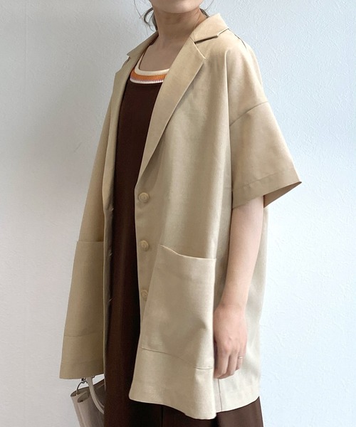 w closet（ダブルクローゼット）の「リネンタッチ半袖テーラード