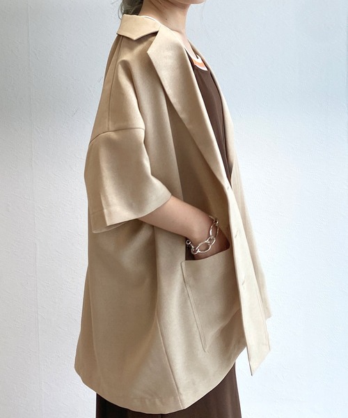 w closet（ダブルクローゼット）の「リネンタッチ半袖テーラード