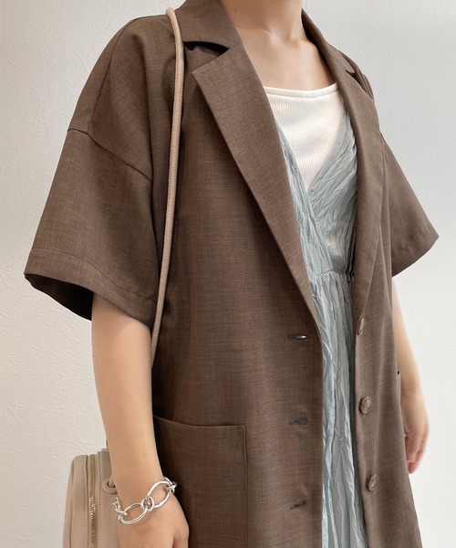 w closet（ダブルクローゼット）の「リネンタッチ半袖テーラード