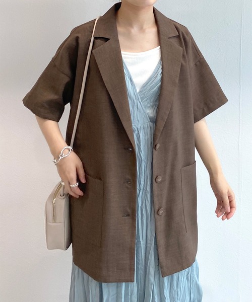 w closet（ダブルクローゼット）の「リネンタッチ半袖テーラード