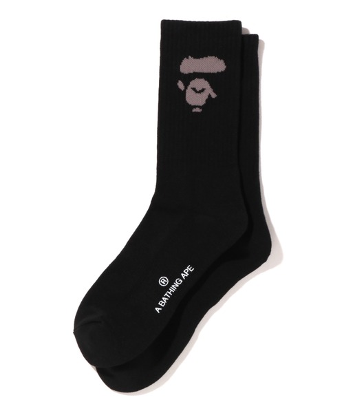 A BATHING APE(アベイシングエイプ)の「APE HEAD SOCKS M(ソックス/靴下)」|ブラック
