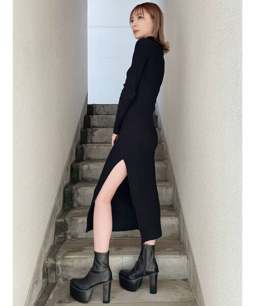 GYDA（ジェイダ）の「テレコタートル ロングスリットタイトワンピース