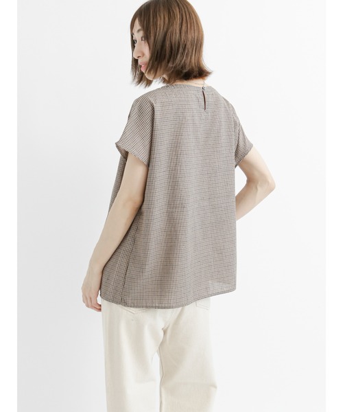 Lugnoncure（ルノンキュール）の「【イージーケア】チェック切替ギャザーブラウス（シャツ/ブラウス・レディース・ベージュ/ネイビー/オフホワイト・ﾌﾘ-）」の16枚目の写真