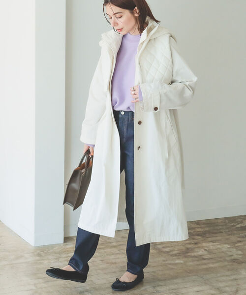 B:MING by BEAMS（ビーミングバイビームス）の「B:MING by BEAMS / べスト付き スタンド コート 22AW（その他アウター・レディース・ホワイト系/オリーブ・SMALL/MEDIUM）」の3枚目の写真