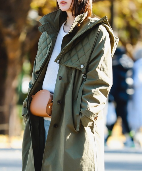 B:MING by BEAMS（ビーミングバイビームス）の「B:MING by BEAMS / べスト付き スタンド コート 22AW（その他アウター・レディース・ホワイト系/オリーブ・SMALL/MEDIUM）」の2枚目の写真