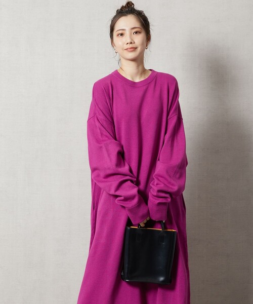 FREAK'S STORE（フリークスストア）の「【WEB限定】フレアマキシカラーニットワンピース（ワンピース・レディース・グレー/ブラック/ブラウン/ピンク/ナチュラル/オレンジ/グリーン・ﾌﾘ-）」の13枚目の写真