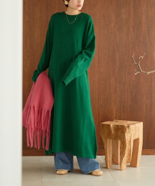 FREAK'S STORE（フリークスストア）の「【WEB限定】フレアマキシカラーニットワンピース（ワンピース・レディース・グレー/ブラック/ブラウン/ピンク/ナチュラル/オレンジ/グリーン・ﾌﾘ-）」の21枚目の写真