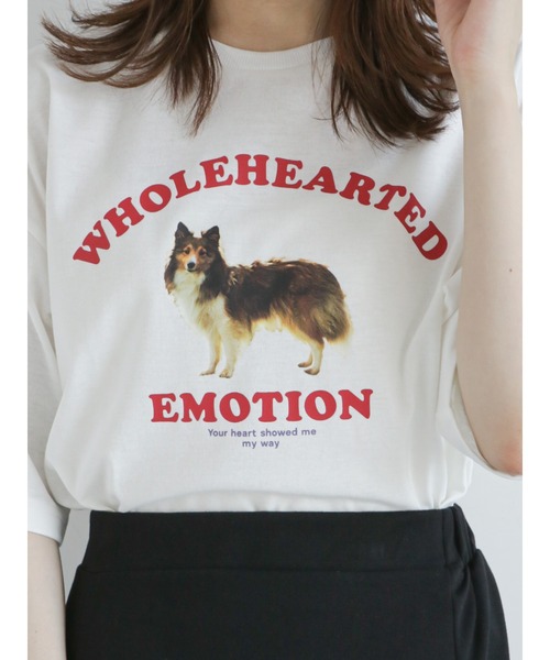 ehka sopo(エヘカソポ)の「ドッグロゴTシャツ(Tシャツ/カットソー・レディース・ブラック/オフホワイト/ピンク/グリーン・フリ-)」の9枚目の写真