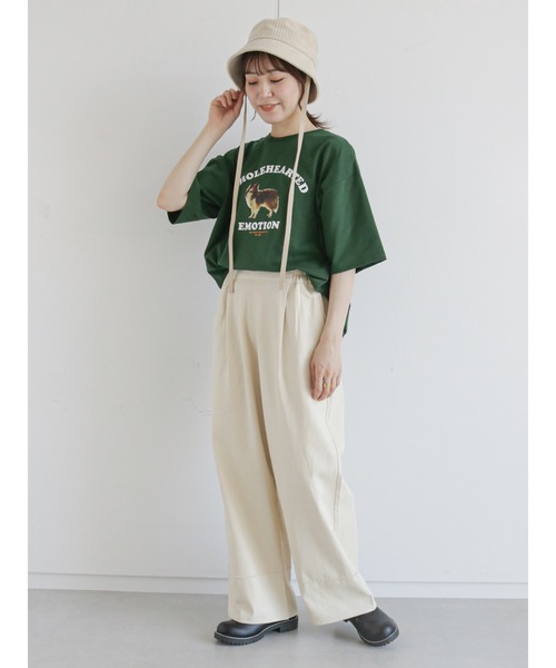 ehka sopo(エヘカソポ)の「ドッグロゴTシャツ(Tシャツ/カットソー・レディース・ブラック/オフホワイト/ピンク/グリーン・フリ-)」の10枚目の写真