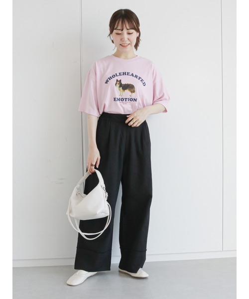 ehka sopo(エヘカソポ)の「ドッグロゴTシャツ(Tシャツ/カットソー・レディース・ブラック/オフホワイト/ピンク/グリーン・フリ-)」の15枚目の写真