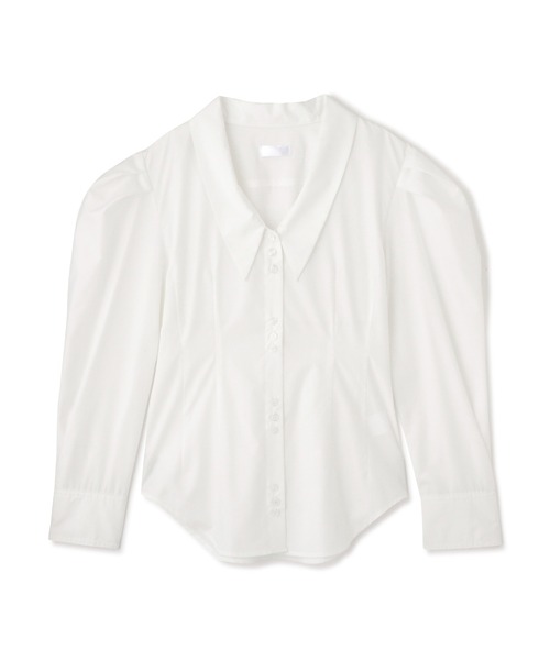 FREE'S MART（フリーズマート）の「◆ウエストシェイプパワーショルダーシャツ（シャツ/ブラウス・レディース・ブラック/ブルー/ホワイト・FREE）」の2枚目の写真