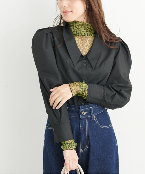 FREE'S MART（フリーズマート）の「◆ウエストシェイプパワーショルダーシャツ（シャツ/ブラウス・レディース・ブラック/ブルー/ホワイト・FREE）」の17枚目の写真