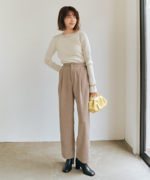 ランダムリブボートネックニット（ニット/セーター）｜titivate