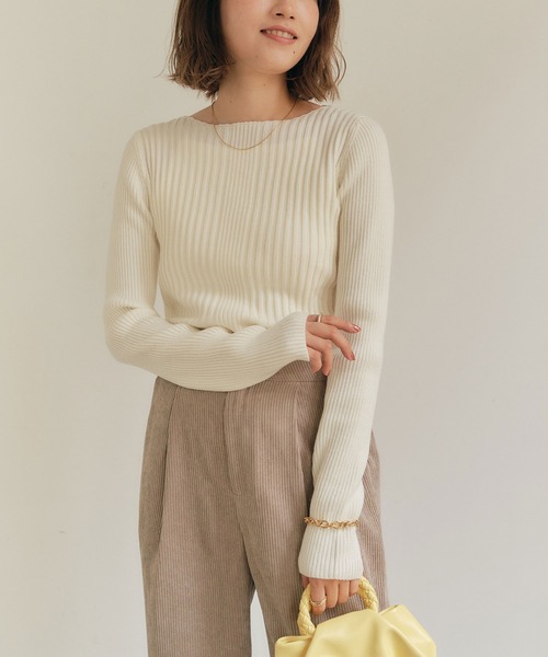 nattiy様⭐︎ ランダムリブボートネックニット（ニット/セーター）｜titivate