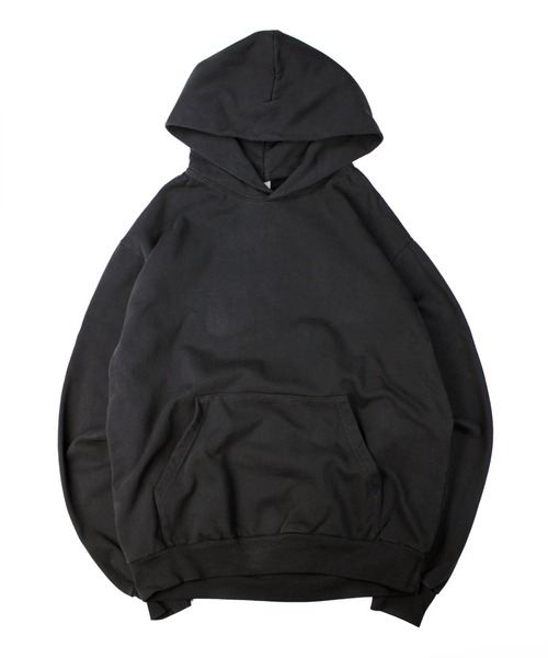 LOS ANGELES APPAREL(ロサンゼルスアパレル)の「Los Angeles Apparel ヘビー フリース フーディー プルオーバー 14オンス ガーメントダイ (MADE IN USA)(パーカー・メンズ・ストーン/ブラック・X-LARGE/LARGE/MEDIUM)」の2枚目の写真