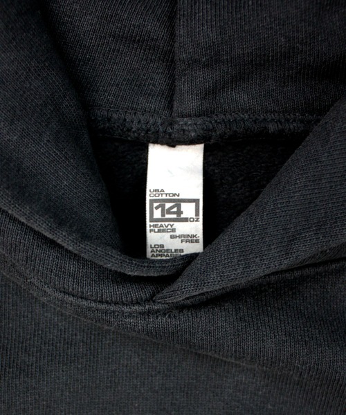 LOS ANGELES APPAREL(ロサンゼルスアパレル)の「Los Angeles Apparel ヘビー フリース フーディー プルオーバー 14オンス ガーメントダイ (MADE IN USA)(パーカー・メンズ・ストーン/ブラック・X-LARGE/LARGE/MEDIUM)」の6枚目の写真