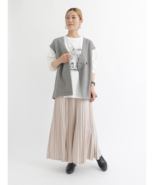 Samansa Mos2 blue（サマンサモスモスブルー）の「トリコットプリーツスカート（スカート・レディース・ブラック/グレー/カーキ・ﾌﾘ-）」の8枚目の写真
