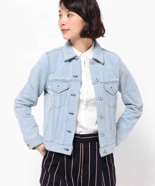 Dickies(ディッキーズ)の「【Dickies】インディゴ裏毛Gジャン(デニムジャケット・レディース・ネイビー系/サックスブルー系・MEDIUM/LARGE)」の1枚目の写真