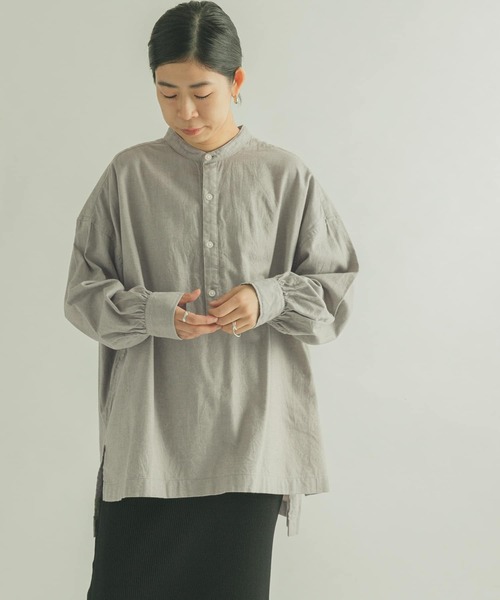 FORK&SPOON（フォークアンドスプーン）の「FORK&SPOON　ビエラヘンリーネックブラウス（シャツ/ブラウス・レディース・グレー/ネイビー・1）」の9枚目の写真