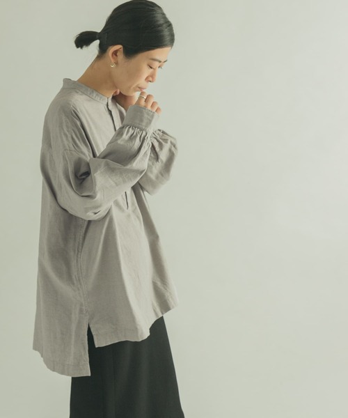 FORK&SPOON（フォークアンドスプーン）の「FORK&SPOON　ビエラヘンリーネックブラウス（シャツ/ブラウス・レディース・グレー/ネイビー・1）」の15枚目の写真