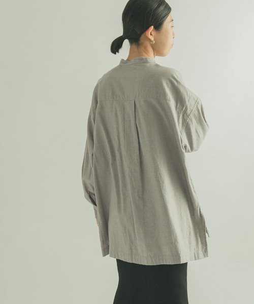 FORK&SPOON（フォークアンドスプーン）の「FORK&SPOON　ビエラヘンリーネックブラウス（シャツ/ブラウス・レディース・グレー/ネイビー・1）」の12枚目の写真