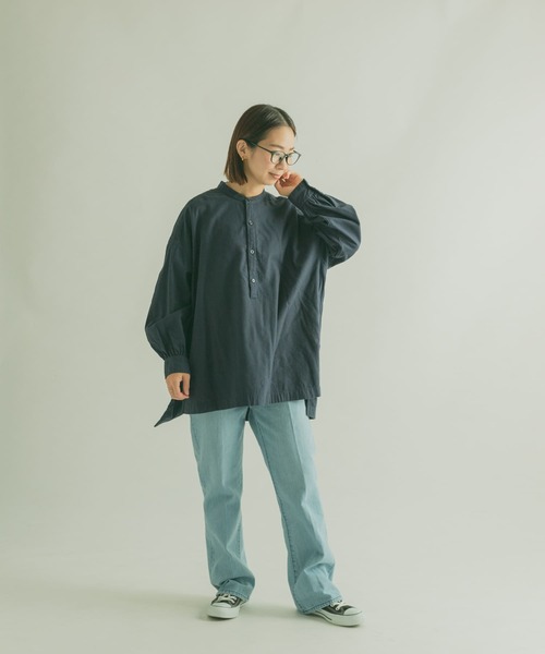 FORK&SPOON（フォークアンドスプーン）の「FORK&SPOON　ビエラヘンリーネックブラウス（シャツ/ブラウス・レディース・グレー/ネイビー・1）」の13枚目の写真