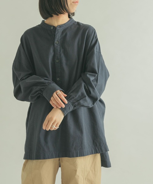 FORK&SPOON（フォークアンドスプーン）の「FORK&SPOON　ビエラヘンリーネックブラウス（シャツ/ブラウス・レディース・グレー/ネイビー・1）」の4枚目の写真