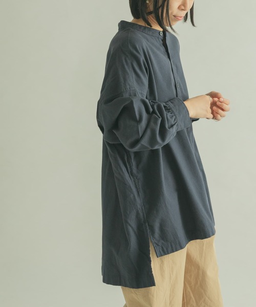 FORK&SPOON（フォークアンドスプーン）の「FORK&SPOON　ビエラヘンリーネックブラウス（シャツ/ブラウス・レディース・グレー/ネイビー・1）」の7枚目の写真